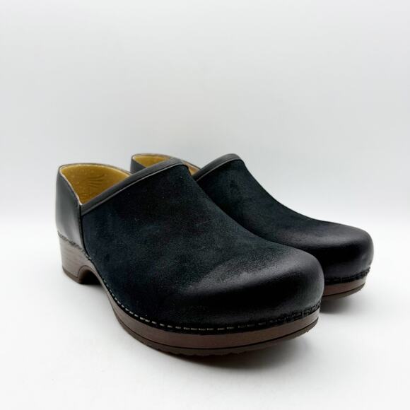 Dansko Womens Brenna Clogs EU 40 US 9.5 Black Burnished Suede Leather NIB - Picture 5 of 12